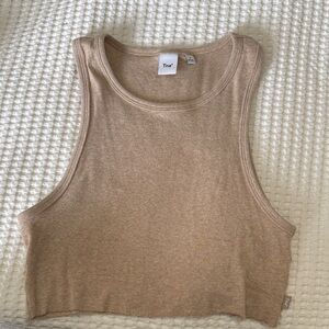 TNA Ribbed Crop Tank Top in Taupe